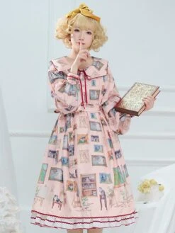 Sweet Lolita Dress Chiffon Long Sleeves Sweet Dress Lolita Dress -AYA Cosplay Shop 20240112150356335778