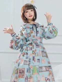 Sweet Lolita Dress Chiffon Long Sleeves Sweet Dress Lolita Dress -AYA Cosplay Shop 202401121503586379326