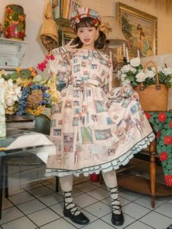 Sweet Lolita Dress Chiffon Long Sleeves Sweet Dress Lolita Dress -AYA Cosplay Shop 202401121504110887336