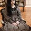 Classical Lolita Dress Polyester Ruffles Long Sleeves Lolita Dresses Plaid Academic Deep Brown -AYA Cosplay Shop 202401151700490896744