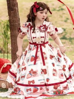 Sweet Lolita Dress Polyester Short Sleeves Dress ROCOCO Style Lolita Dress -AYA Cosplay Shop 202401151701454676531