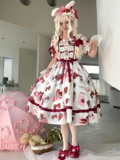 Sweet Lolita Dress Polyester Short Sleeves Dress ROCOCO Style Lolita Dress -AYA Cosplay Shop 20240115170147572123