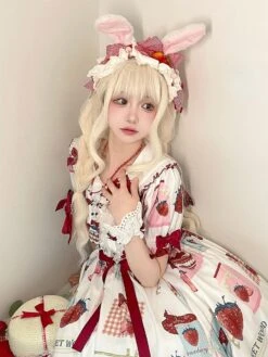 Sweet Lolita Dress Polyester Short Sleeves Dress ROCOCO Style Lolita Dress -AYA Cosplay Shop 202401151701495299128