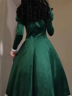 Classical Lolita Dress Velour Short Sleeves Color Block Lolita Dresses Classic Deep Blue -AYA Cosplay Shop 202401161613030225175