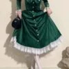 Classical Lolita Dress Velour Short Sleeves Color Block Lolita Dresses Classic Deep Blue -AYA Cosplay Shop 202401161613050635330