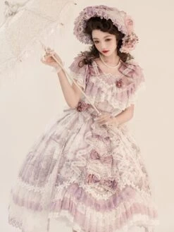 Sweet Lolita Wedding Dress Polyester Short Sleeves Lolita Wedding Dress Bride Lolita Dress -AYA Cosplay Shop 202401161613253471502