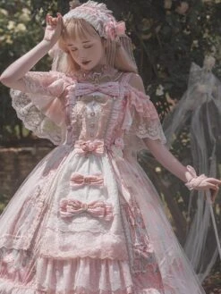 Sweet Lolita Dress Polyester Sleeveless Lolita Wedding Dress Bride Hime Lolita Dress -AYA Cosplay Shop 202401161613306638785