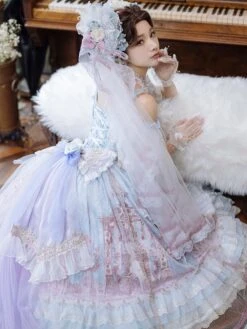 Sweet Lolita Dress Polyester Sleeveless Lolita Wedding Dress Bride Hime Lolita Dress -AYA Cosplay Shop 202401161613332371538