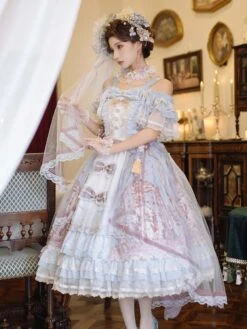 Sweet Lolita Dress Polyester Sleeveless Lolita Wedding Dress Bride Hime Lolita Dress -AYA Cosplay Shop 202401161613339762372