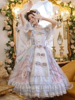 Sweet Lolita Dress Polyester Sleeveless Lolita Wedding Dress Bride Hime Lolita Dress -AYA Cosplay Shop 202401161613350509483