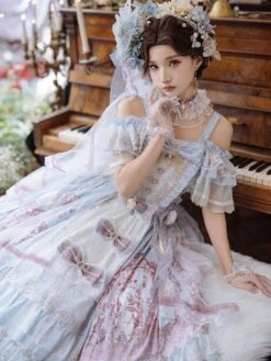 Sweet Lolita Dress Polyester Sleeveless Lolita Wedding Dress Bride Hime Lolita Dress -AYA Cosplay Shop 202401161613373905881