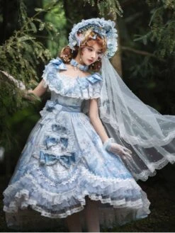 Sweet Lolita Wedding Dress Polyester Short Sleeves Lolita Wedding Dress Bride Lolita Dress -AYA Cosplay Shop 202401161613447434867