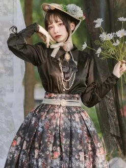 Cottagecore Dress Pastoral Style Lolita Skirt Floral Print White Ruffles Lolita Skirts -AYA Cosplay Shop 202401161614061651772