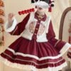 Chinese Style Lolita Dress Ruffles Long Sleeves Polyester Chinese Style Red Chinese Style Lolita -AYA Cosplay Shop 202401171607344992370