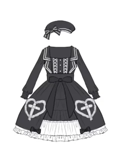 Lolitashow Exclusive Gothic Lolita Dresses Lace Ruffles Long Sleeves Black Polyester Daily Casual Dress -AYA Cosplay Shop 202403201817123267445