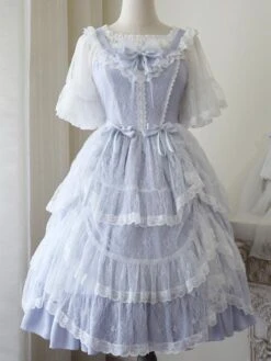 Sweet Lolita Graduation Dress Polyester Sleeveless Jumper Hime Lolita Dress -AYA Cosplay Shop 202403311729572757842