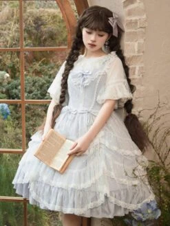 Sweet Lolita Graduation Dress Polyester Sleeveless Jumper Hime Lolita Dress -AYA Cosplay Shop 202403311729578837206