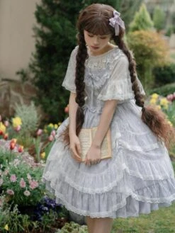 Sweet Lolita Graduation Dress Polyester Sleeveless Jumper Hime Lolita Dress -AYA Cosplay Shop 202403311730021153147