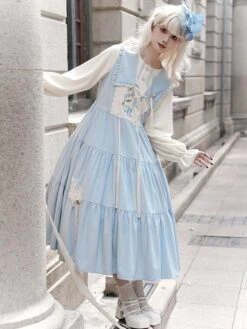 Sweet Lolita Dress Polyester Long Sleeves Dress Pastoral Style Lolita Dress