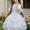 Sweet Lolita Graduation Dress Polyester Sleeveless Jumper Hime Lolita Dress -AYA Cosplay Shop 202403311733115773337