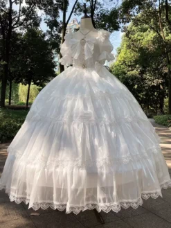 Sweet Lolita Wedding Dress Polyester Short Sleeves Lolita Dress -AYA Cosplay Shop 202404031644470767222