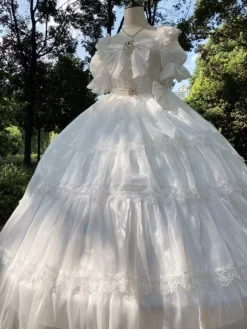 Sweet Lolita Wedding Dress Polyester Short Sleeves Lolita Dress -AYA Cosplay Shop 202404031644499825397