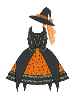 JSK Lolitashow Exclusive Gothic Lolita Dresses Lace Bows Hearts Pattern Black Tea Party Dress -AYA Cosplay Shop 202404121623473209985