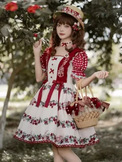 Sweet Lolita Dress Polyester Short Sleeves Dress Sweet Lolita Dress -AYA Cosplay Shop 202405081836191793483