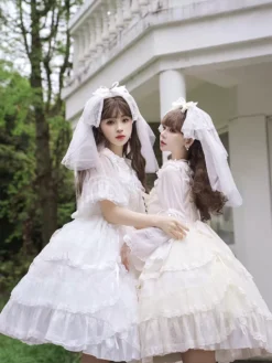 Sweet Lolita Wedding Dress Polyester Sleeveless Sweet Jumper Lolita Dress -AYA Cosplay Shop 202405081836430096552
