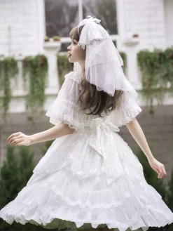 Sweet Lolita Wedding Dress Polyester Sleeveless Sweet Jumper Lolita Dress -AYA Cosplay Shop 202405081836443494868