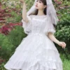 Sweet Lolita Wedding Dress Polyester Sleeveless Sweet Jumper Lolita Dress
