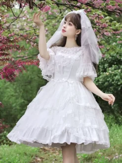 Sweet Lolita Wedding Dress Polyester Sleeveless Sweet Jumper Lolita Dress