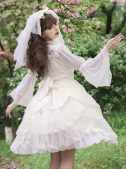 Sweet Lolita Wedding Dress Polyester Sleeveless Sweet Jumper Lolita Dress -AYA Cosplay Shop 202405081836502131974
