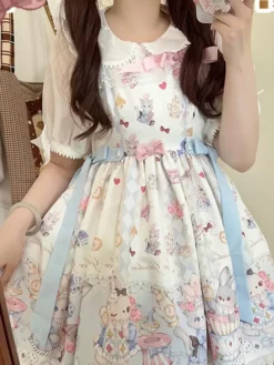 JSK Sweet Lolita Dress Polyester Sleeveless Jumper Sweet Lolita Dress -AYA Cosplay Shop 202405081836565021130