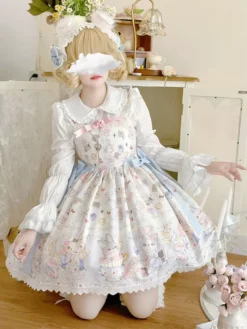 JSK Sweet Lolita Dress Polyester Sleeveless Jumper Sweet Lolita Dress -AYA Cosplay Shop 202405081836594816722