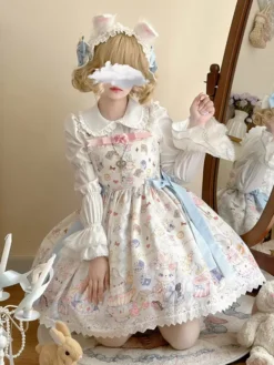 JSK Sweet Lolita Dress Polyester Sleeveless Jumper Sweet Lolita Dress -AYA Cosplay Shop 20240508183702343839