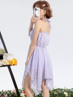 ROCOCO Style Lolita Swimsuits Ecru White Flowers Sleeveless Top Dress Pants -AYA Cosplay Shop 202405291927347362747