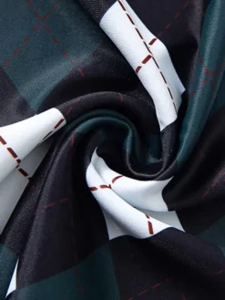 Sweet Lolita Swimsuits Dark Green Plaid Bows Ruffles Short Sleeves Dress -AYA Cosplay Shop 20240529192800053272