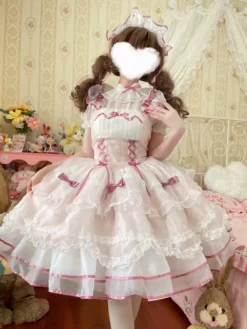 JSK Sweet Lolita Dress Sleeveless Sweet Hime Lolita Wedding Dress -AYA Cosplay Shop 20240605134907438530