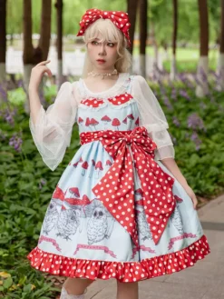 Sweet Lolita Dress Polyester Bows Bowknot Sweet Lolita Dress -AYA Cosplay Shop 202406121410101786799