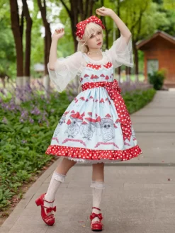 Sweet Lolita Dress Polyester Bows Bowknot Sweet Lolita Dress -AYA Cosplay Shop 202406121410109374715