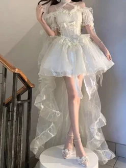 Sweet Lolita Dress Polyester Short Sleeves Sweet Dress Lolita Dress -AYA Cosplay Shop 202406141727326514608