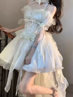Sweet Lolita Dress Polyester Short Sleeves Sweet Dress Lolita Dress -AYA Cosplay Shop 202406141727332854133
