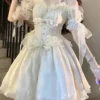 Sweet Lolita Dress Polyester Short Sleeves Sweet Dress Lolita Dress -AYA Cosplay Shop 202406141727349678875