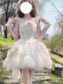 Sweet Lolita Dress Polyester Sleeveless Jumper Sweet Lolita Dress -AYA Cosplay Shop 20240614172739625426