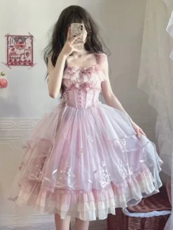 Sweet Lolita Dress Polyester Sleeveless Sweet Jumper Lolita Dress -AYA Cosplay Shop 202406141728071039266