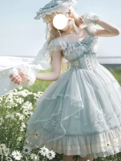 Sweet Lolita Dress Polyester Sleeveless Sweet Jumper Lolita Dress -AYA Cosplay Shop 202406141728123026397