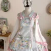 Chinese Style Lolita Dress Bows Long Sleeves Polyester Chinese Style Two-Tone Pastel Green Chinese Style Lolita -AYA Cosplay Shop 20240620170218319226