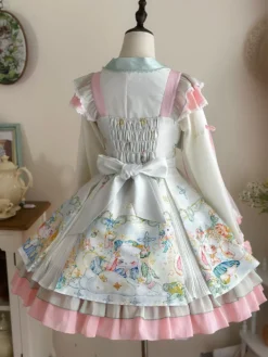 Chinese Style Lolita Dress Bows Long Sleeves Polyester Chinese Style Two-Tone Pastel Green Chinese Style Lolita -AYA Cosplay Shop 202406201702214428969