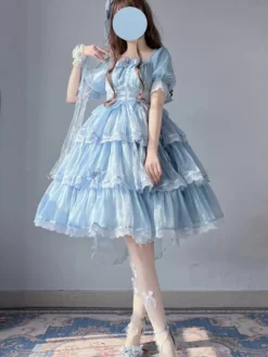 Sweet Lolita Dress Short Sleeves Sweet Fairytale Lolita Dress -AYA Cosplay Shop 202406211627545774634